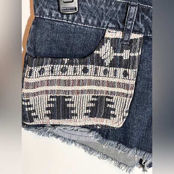 Element Boho Denim Micro Western shorts woven patch pockets sz 28 NWT - Picture 2 of 11